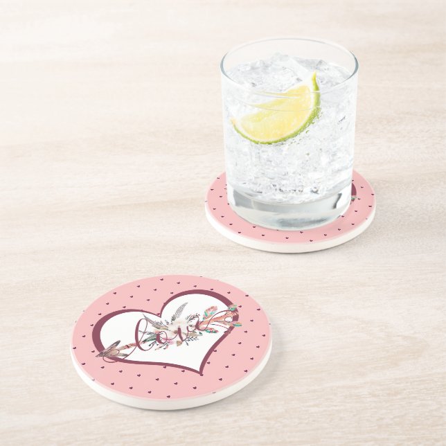 Floral arrow valentine   coaster (Side)