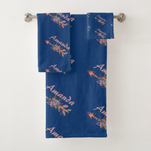 Floral arrows personalised  bath towel set