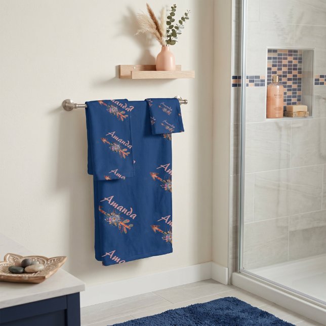 Floral arrows personalised  bath towel set (Creator Uploaded)
