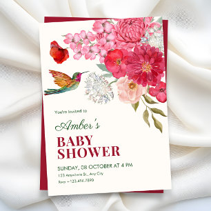 Floral art baby shower invitation