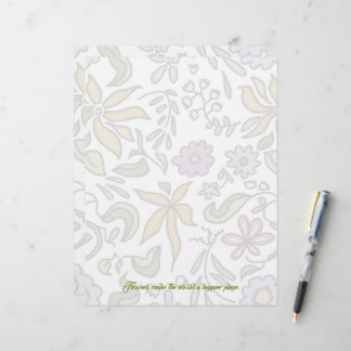 Floral Art Blank Scrapbook Paper Custom Letterhead