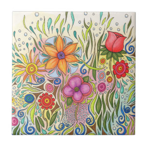 Floral Art Design Flower 12 Tile
