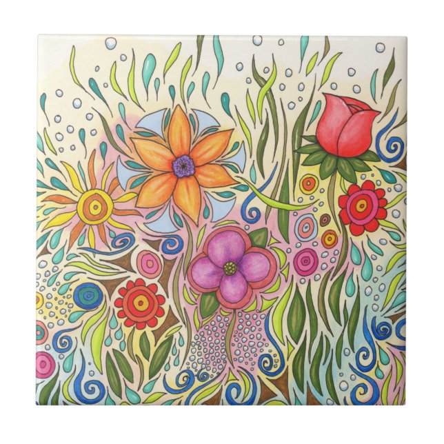 Floral Art Design Flower 12 Tile (Front)