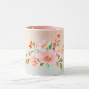 Floral Art, Flourishing Flowers, Gradient Art Mug
