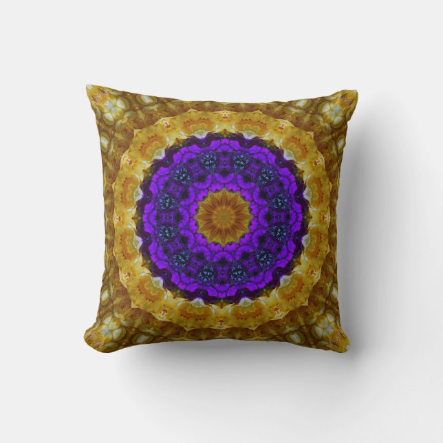 Floral Art Mandala Throw Pillow (Front)