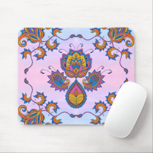 Floral Art, Mehndi Blue Bliss Mouse Pad