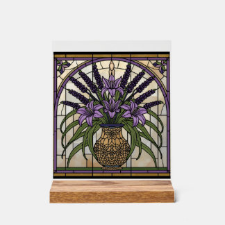 Floral Art Nouveau Acrylic Stained Glass Wall Art Sign