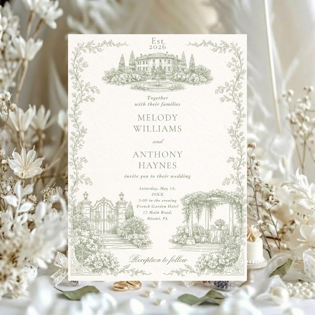 Floral Art Nouveau–Inspired Wedding Stationery Inv Invitation (Creator Uploaded)