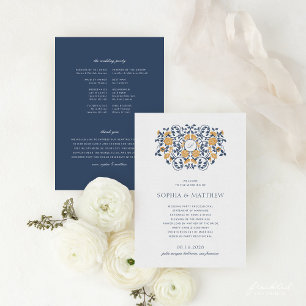 Floral Art Nouveau Monogram Wedding Program Programme