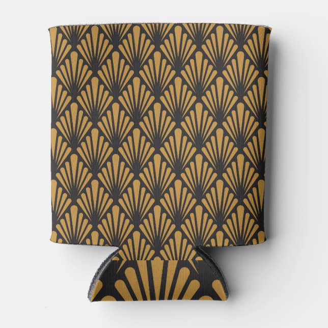 Floral Art Nouveau, retro pattern Can Cooler (Front)
