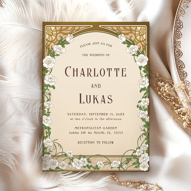 Floral Art Nouveau Vintage Wedding Invitation (Creator Uploaded)