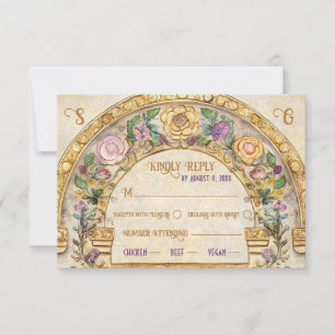 Floral Art Nouveau Wedding RSVP Response Card