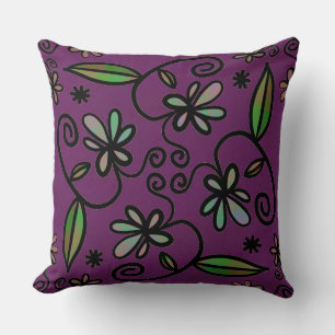 Floral Art on Purple Cushion
