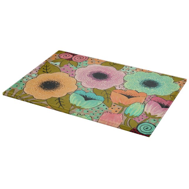 Floral Art Painting Flowers Artist Pip Gerard Cutting Board (Corner)