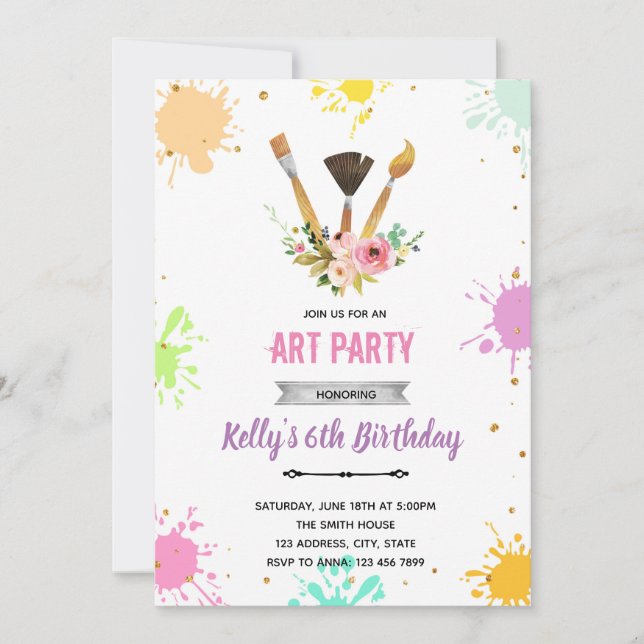 Floral art painting Invitation (Front)