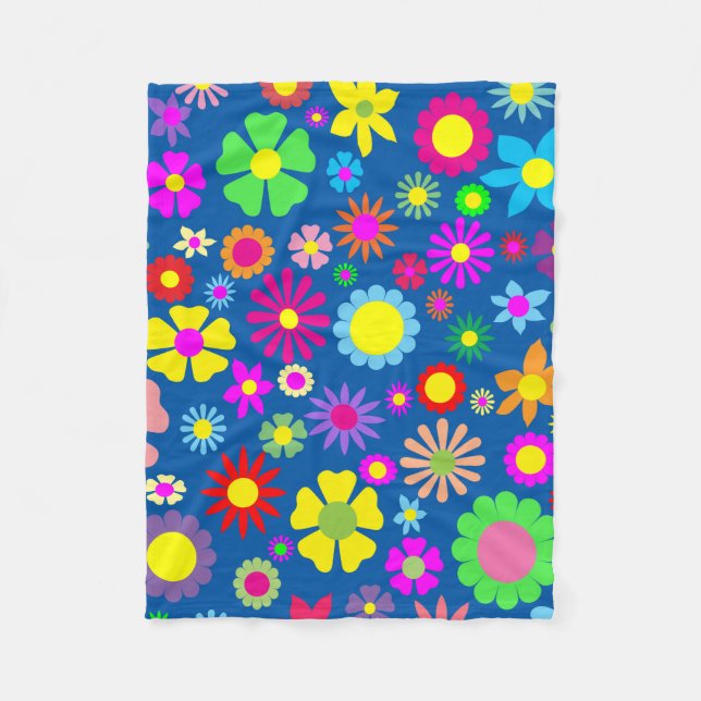 Floral art pattern fleece blanket (Front)
