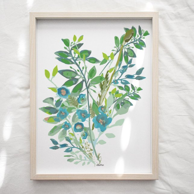 Floral Art Print (Floral Art Print in blues and greens from Studio Posies. )