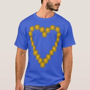 Floral Art Sunflower Line Drawing Valentines Day H T-Shirt