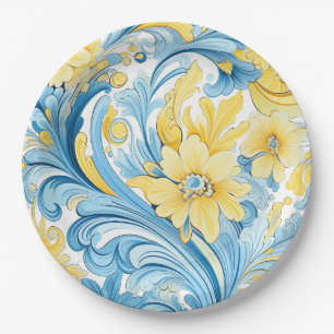 Floral art Ukrainian motifs Paper Plate