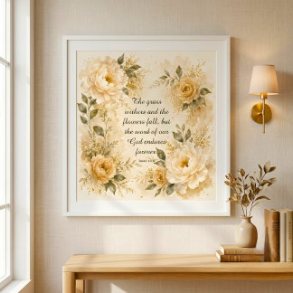 Floral Art Watercolor Christian Bible Verse Poster