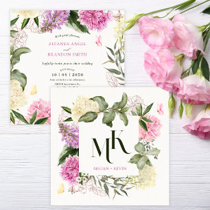 Floral art wedding invitation
