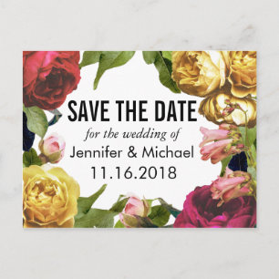Floral Artistry Save the Date Announcement Postcard