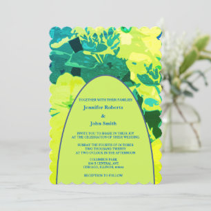 Floral Artsy Yellow Green Blue Garden Arch Wedding Invitation
