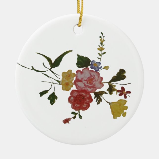  Floral Artwork Japanese Flower Ceramic Tree Decoration (Front)