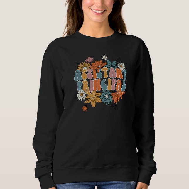 Floral Assistant Principal Hello Fall Autumn Thank Sweatshirt (Front)