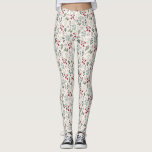 Floral Athletic Workout Leggings<br><div class="desc">Whether your doing yoga, pilates, walking around the park or at the gym you will look great in these modern blue workout gear. Great for school athletic programs, dance team and other active activities. Watercolor pattern for berries and leaves.</div>