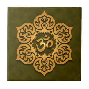 Floral Aum Design, green Tile
