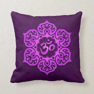 Floral Aum Design, purple Cushion