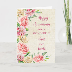 Floral Aunt and Uncle Anniversary Card