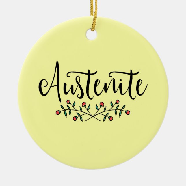 Floral Austenite Yellow Bookish Ceramic Tree Decoration (Front)