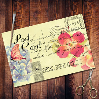 Floral Australian Postcard Ephemera Decoupage Tissue Paper