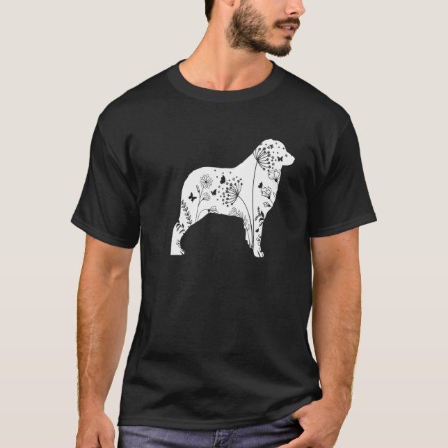 Floral Australian Shepherd Mum  Dog  Mother's Day T-Shirt (Front)