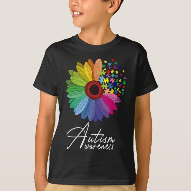 Floral Autism Awareness Daisy Flower For Men Women T-Shirt (Front)