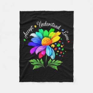 Floral Autism Awareness Daisy Flower For Mum Women Fleece Blanket