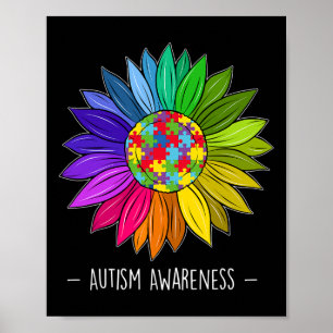 Floral Autism Awareness Daisy Flower For Women  Poster