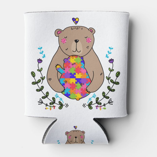 floral autistic mama bear can cooler (Front)