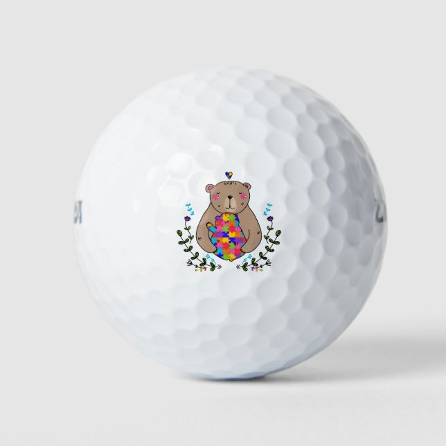 floral autistic mama bear golf balls (Front)