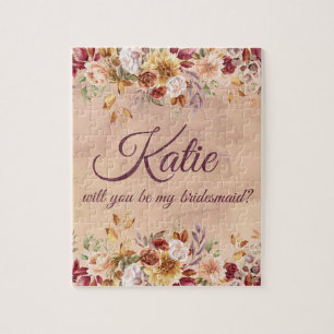 Floral Autumn Bridesmaid Proposal Jigsaw Puzzle