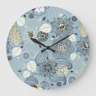 Floral Autumn: Elegant Seasonal Design Large Clock
