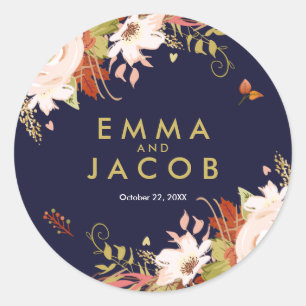 Floral Autumn Envelope seal sticker Wedding Shower