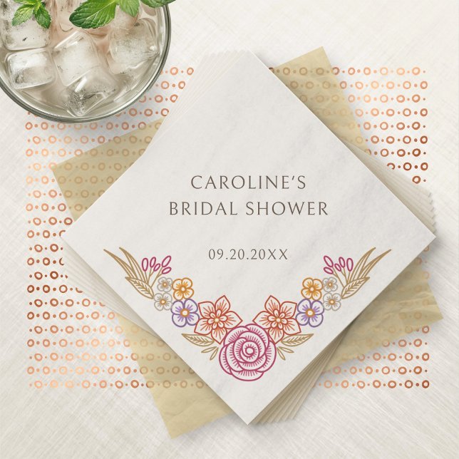 Floral Autumn Fall Bridal Shower Napkin (Creator Uploaded)