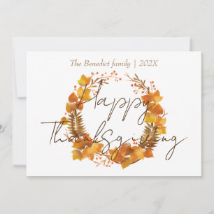 floral autumn fall leaves happy thanksgiving holiday card