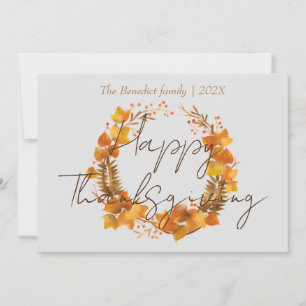 floral autumn fall leaves happy thanksgiving holiday card