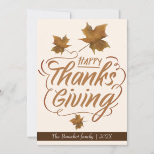 Floral autumn fall leaves happy thanksgiving holiday card