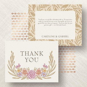 Floral Autumn Fall Wildflowers Wedding Thank You Card