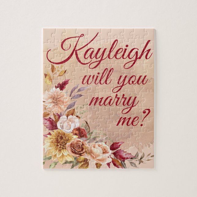 Floral Autumn Personalised Proposal  Jigsaw Puzzle (Vertical)